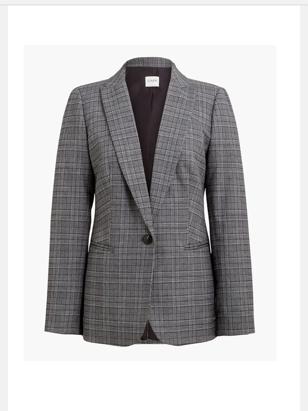 J. Crew Gray Plaid Notch-Lapel Single-Button Blazer